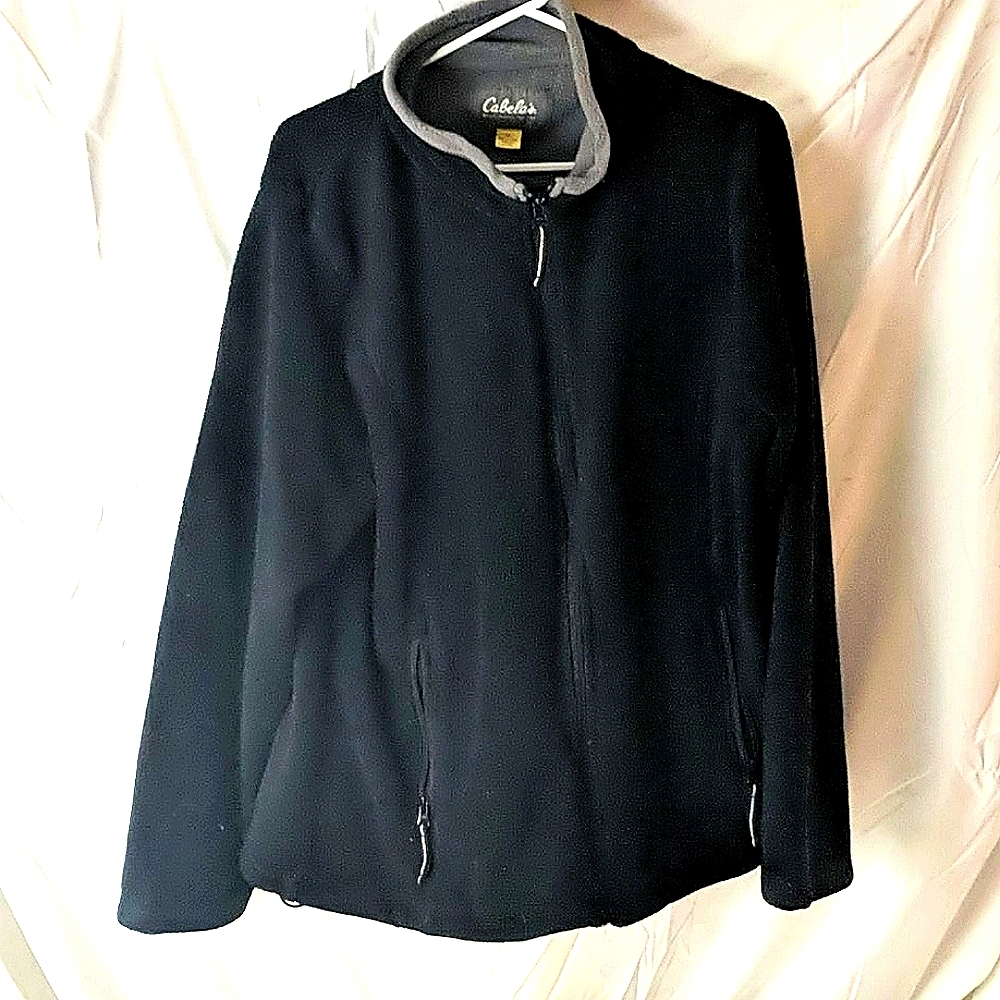 Cabela's black fleece jacket full zip size large